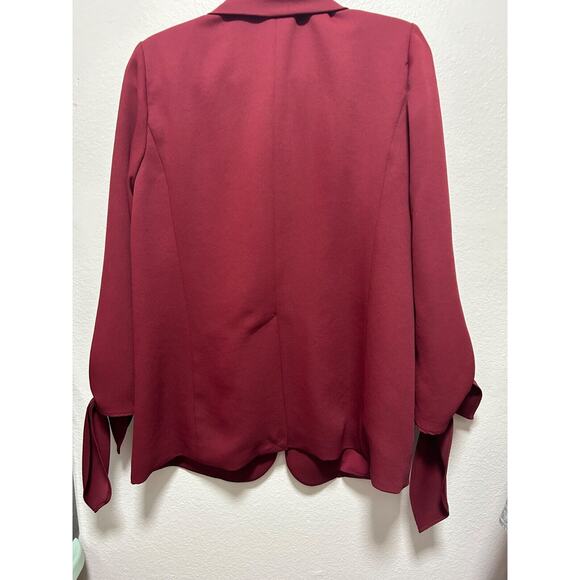 Cartonnier Anthropologie Lloyd Red Button Tie Sleeve Blazer Jacket Sz 8 - Picture 4 of 6